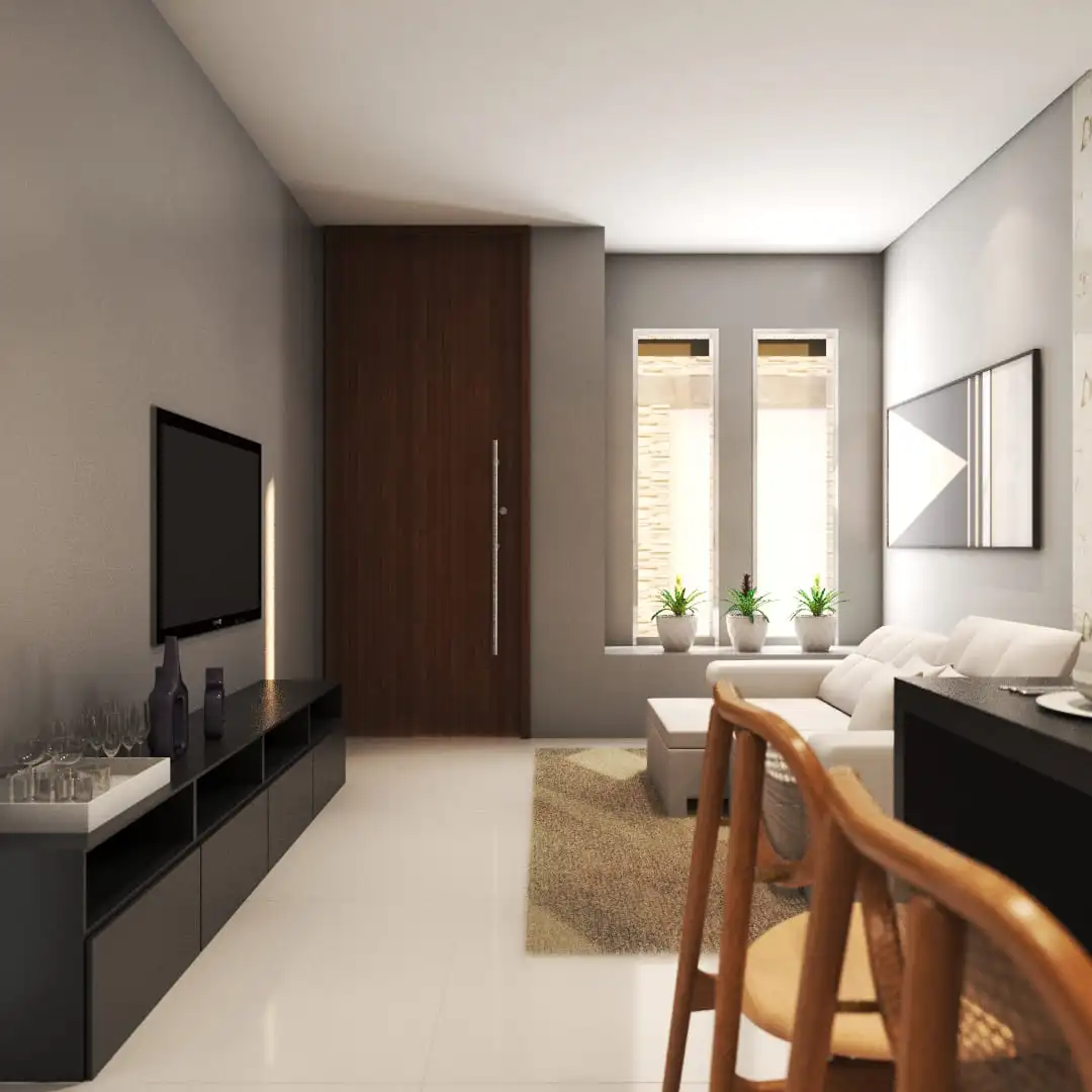 Projeto de casa térrea com 89,19 m², 1 suíte, 3 quartos, vagas de garagem, 2 banheiros e área gourmet. Ideal para lote de 6x25m. Disponível no site Solidar Projetos.