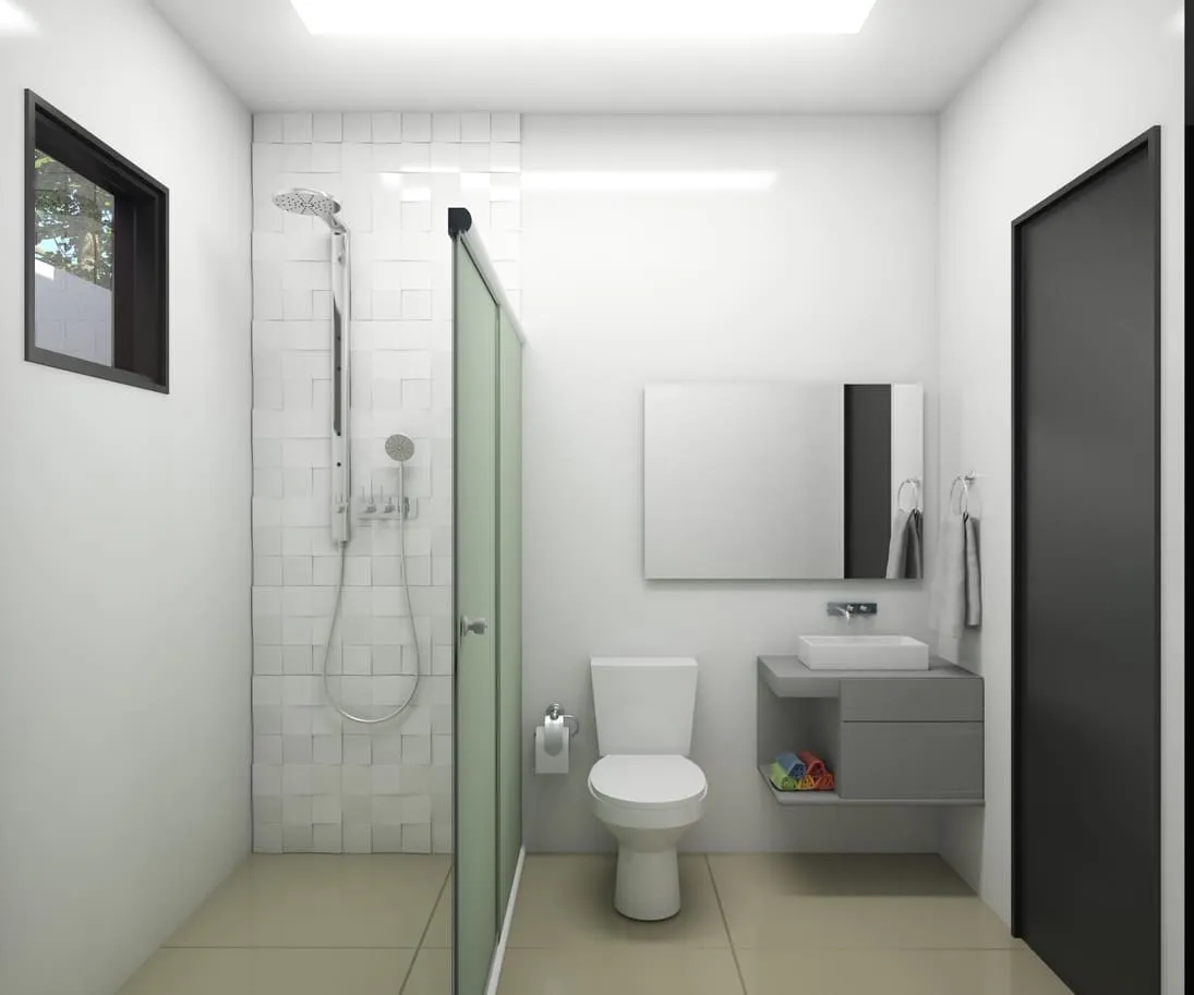 Projeto de casa térrea com 91,12m², 2 quartos, suíte, 2 banheiros e 2 vagas de garagem. Ideal para terrenos de 6x25m. Design funcional e moderno. Disponível na Solidar Projetos.