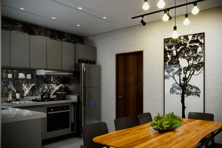 Sobrado moderno com 122,66 m², 3 quartos, 2 suítes (uma com varanda), 3 banheiros, 1 vaga de garagem, área íntima reservada, closet, área gourmet e cozinha integrada com sala - Ideal para lote de 06x20m