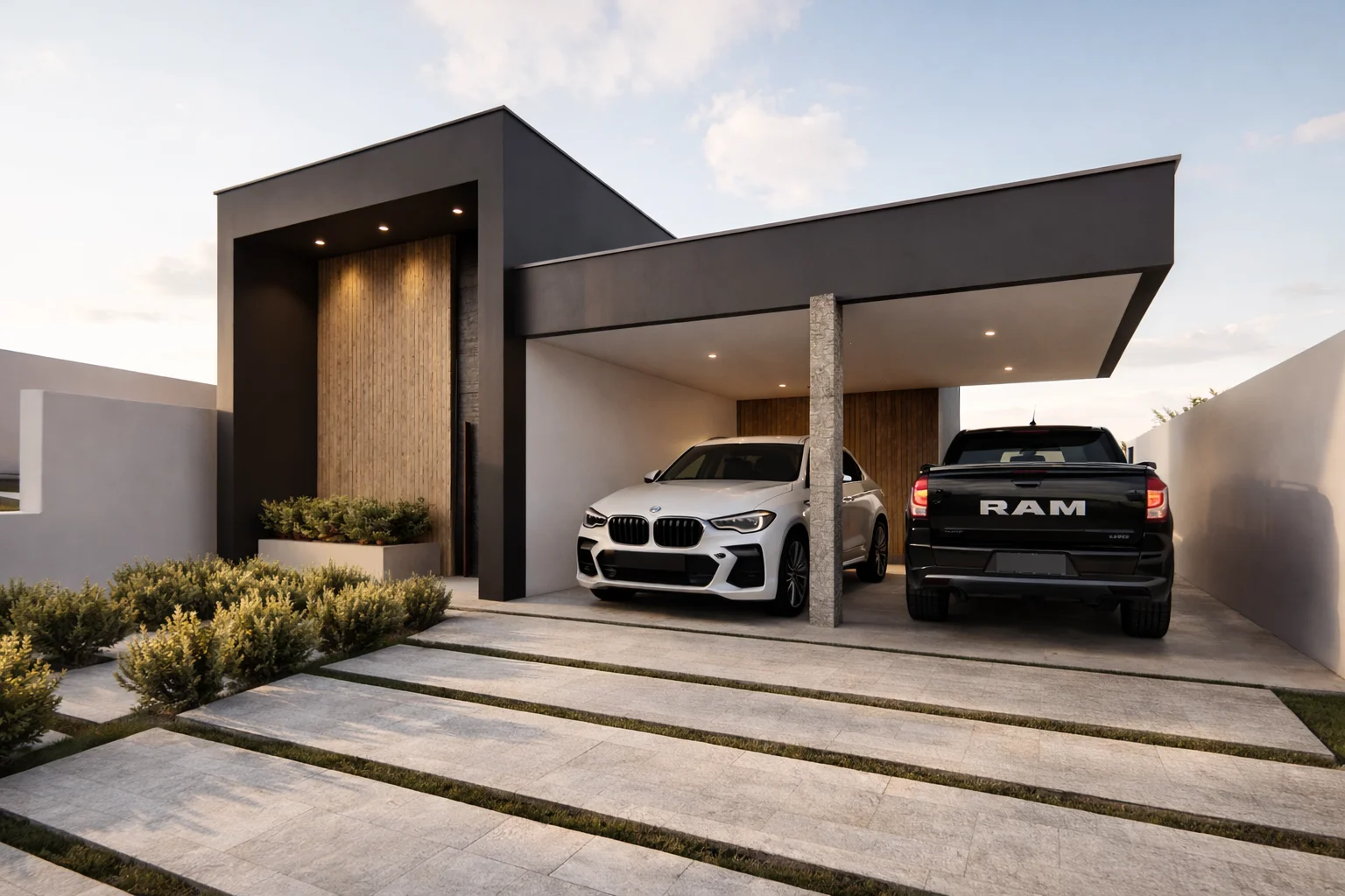 Projeto de casa térrea para condomínio fechado - 195,00 m², 4 suítes, área gourmet e fachada moderna