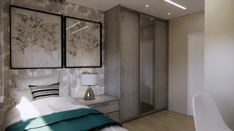 Sobrado moderno com 122,66 m², 3 quartos, 2 suítes (uma com varanda), 3 banheiros, 1 vaga de garagem, área íntima reservada, closet, área gourmet e cozinha integrada com sala - Ideal para lote de 06x20m