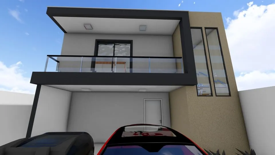 Sobrado com 112,72 m², 2 quartos, suíte com varanda, 2 vagas de garagem, cozinha integrada, espaço gourmet e área nos fundos - Ideal para lote de 10x20m