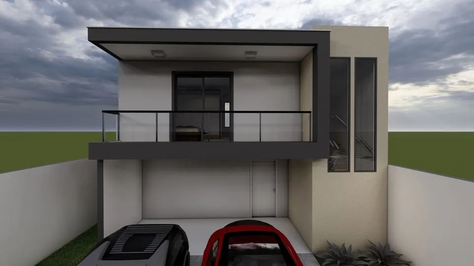 Sobrado com 112,72 m², 2 quartos, suíte com varanda, 2 vagas de garagem, cozinha integrada, espaço gourmet e área nos fundos - Ideal para lote de 10x20m