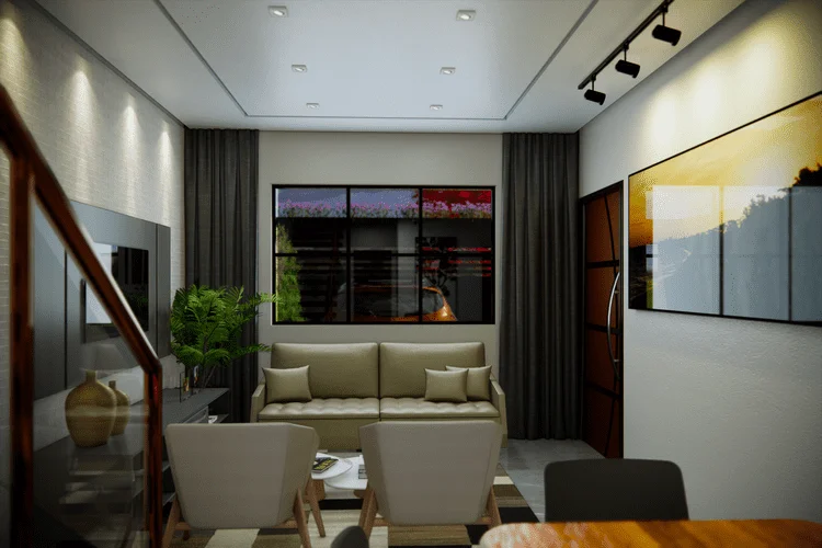 Sobrado moderno com 122,66 m², 3 quartos, 2 suítes (uma com varanda), 3 banheiros, 1 vaga de garagem, área íntima reservada, closet, área gourmet e cozinha integrada com sala - Ideal para lote de 06x20m