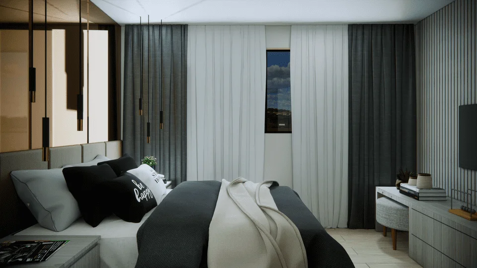 Sobrado moderno com 122,66 m², 3 quartos, 2 suítes (uma com varanda), 3 banheiros, 1 vaga de garagem, área íntima reservada, closet, área gourmet e cozinha integrada com sala - Ideal para lote de 06x20m